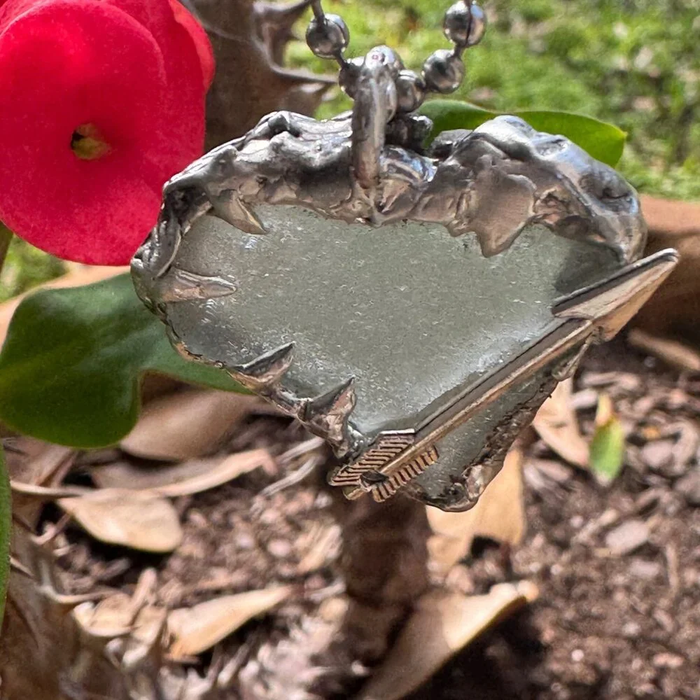 Artisan Sea Glass Heart Pendant With Silver Metalwork Arrow “Struck by Cupid” - Picture 6 of 15
